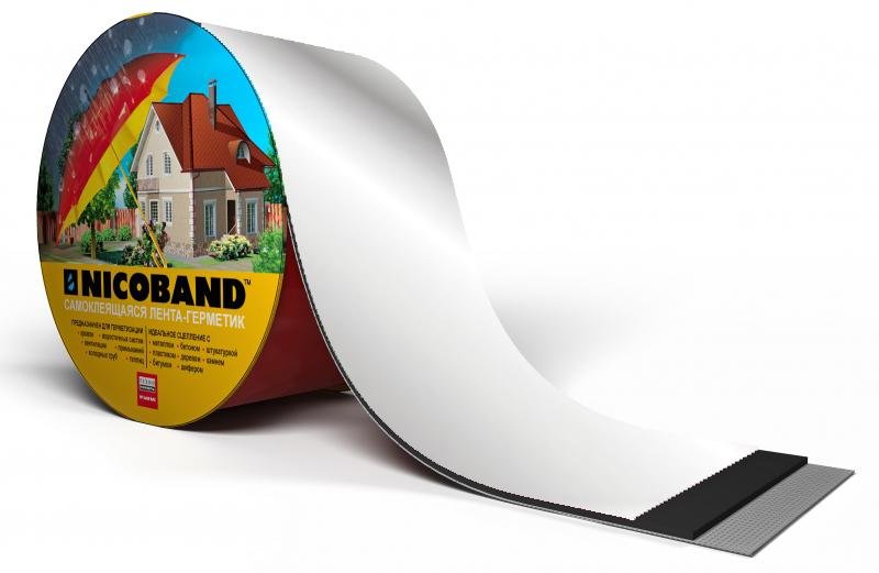 Лента самоклеящаяся NICOBAND, 10мx10см, серебристая